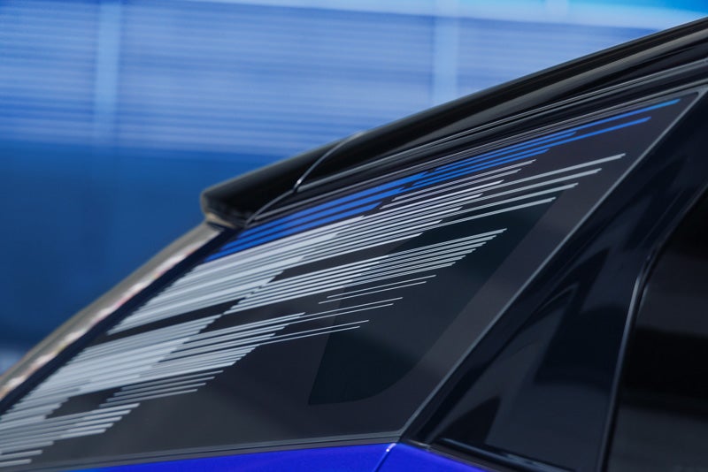 Close-up of the Modern Pattern on the 2026 OPTIQ-V Rear Quarter Glass | Hudson Cadillac in Poughkeepsie NY